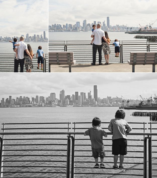 Seattle skyline. Family portraits by I CANDI Studios. 